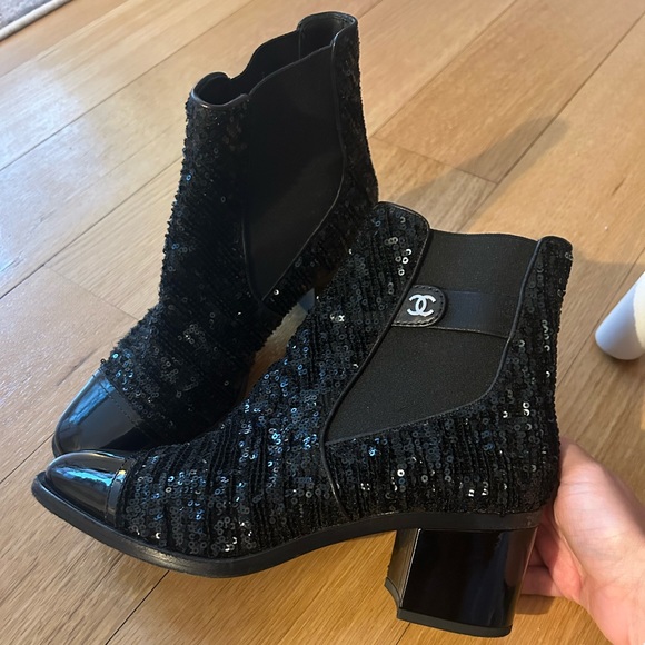 Chanel Cap Toe Heeled Ankle Booties - Picture 1 of 5